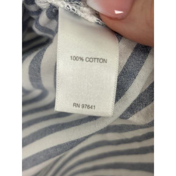 J Jill 100% Cotton Womens Top Sz Large Blue White Beachy Coastal Beach Resort - Picture 8 of 9